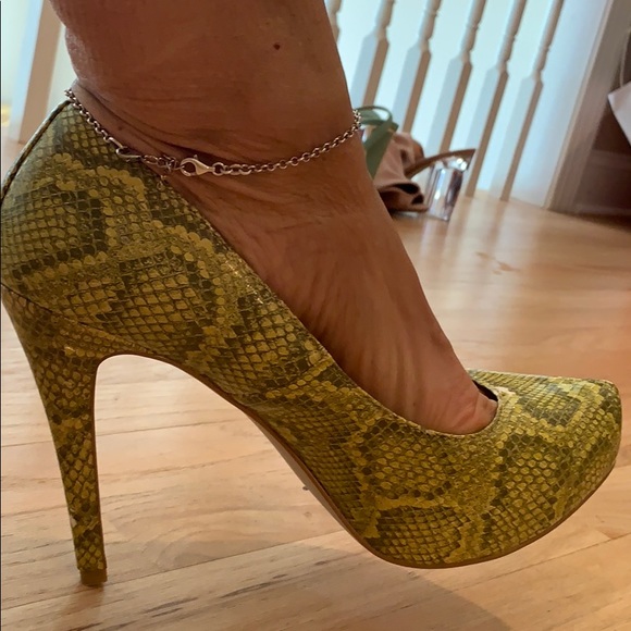 Colin Stuart  Lime python Platform High Heel Sz 10 - Picture 1 of 11